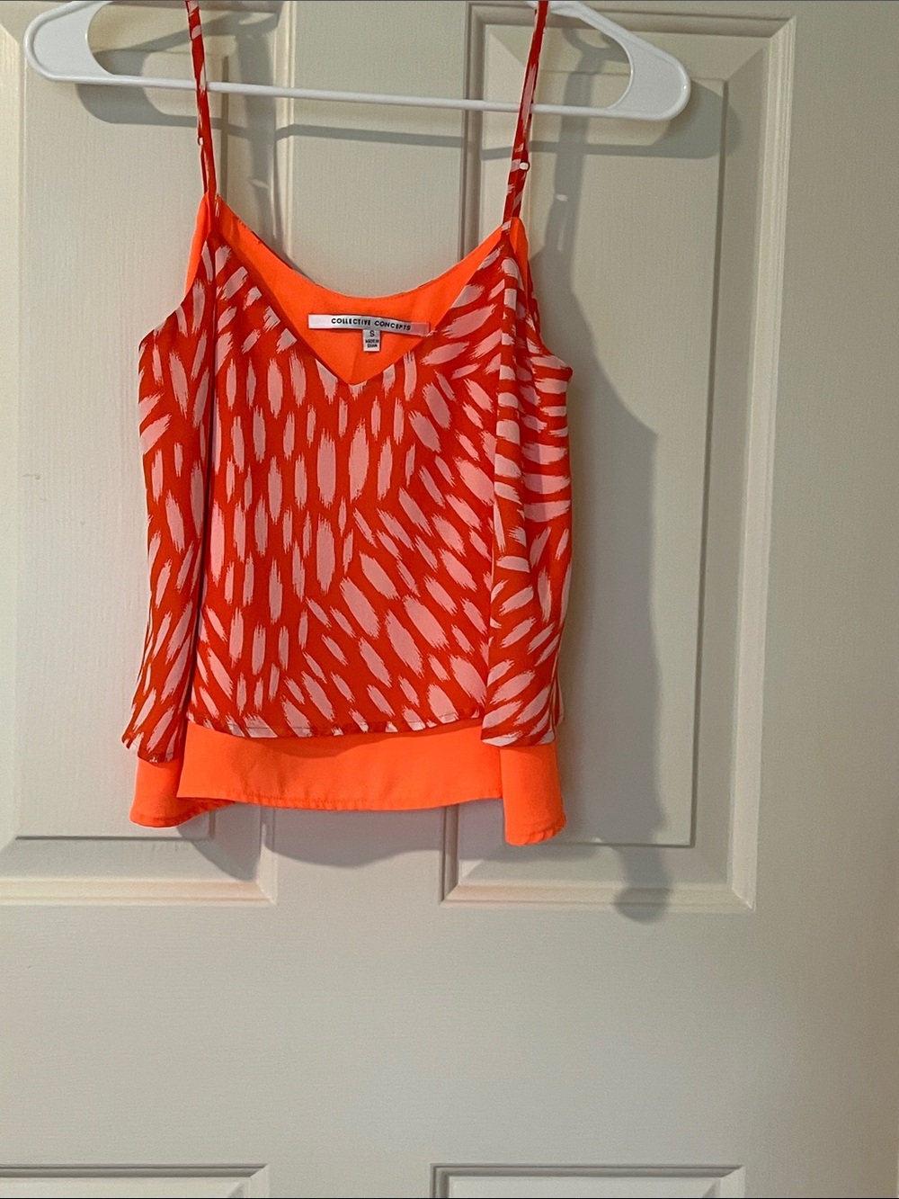 Collective Concepts Neon Orange Printed Spaghetti-Strap Cami